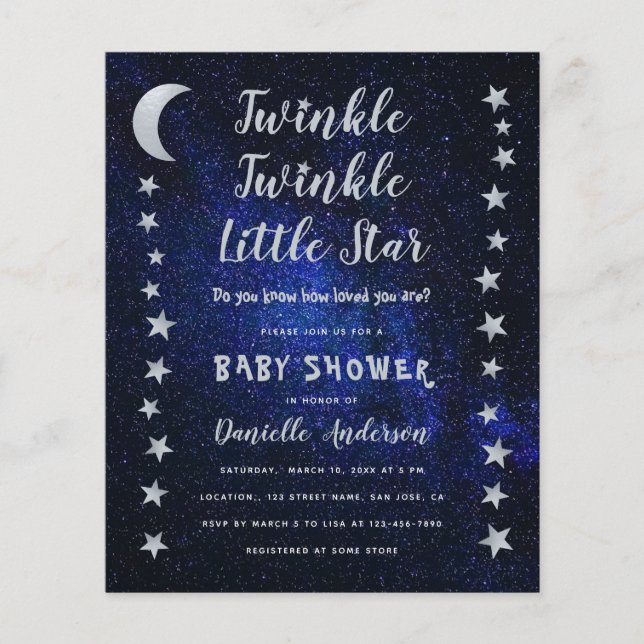 Invitation pour Baby Shower à petit budget Twinkle (Devant)