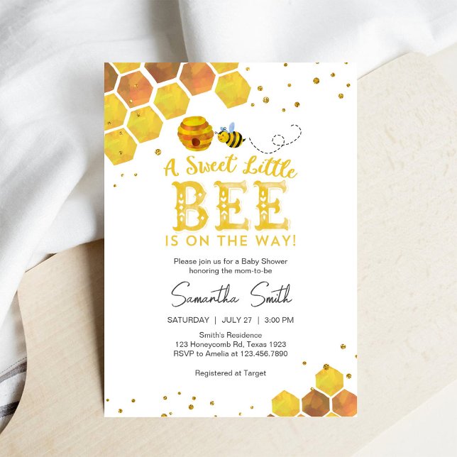 Invitation pour Baby Shower Abeille Douce Miel (Créateur téléchargé)