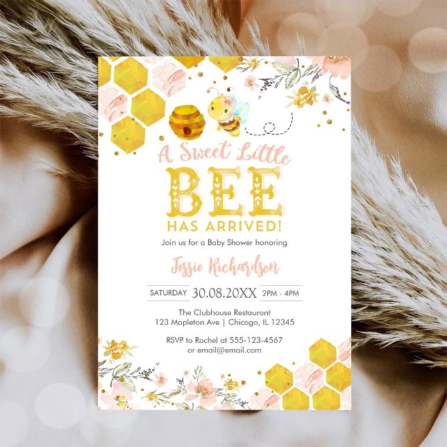 Invitation pour Baby Shower Abeille Douce Miel (Créateur téléchargé)