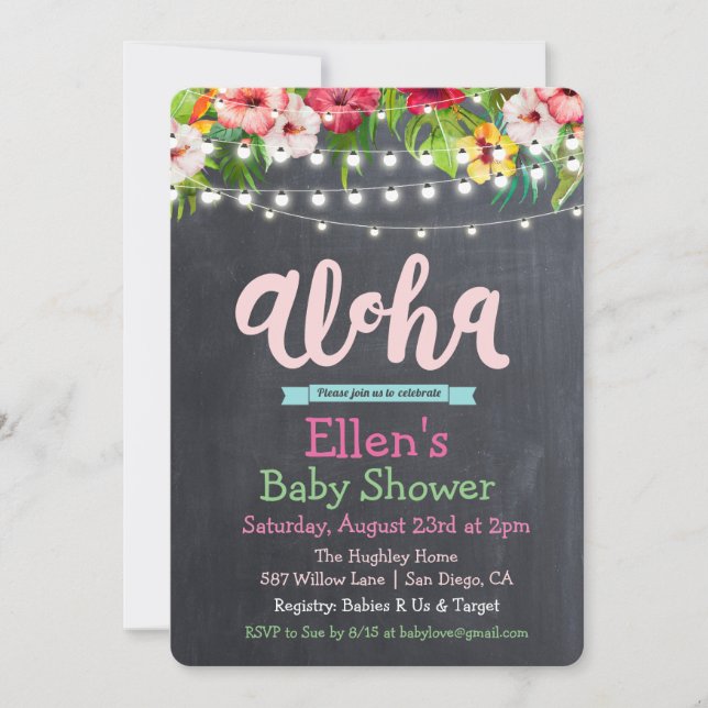 Invitation pour Baby Shower Aloha Luau Tropical (Devant)