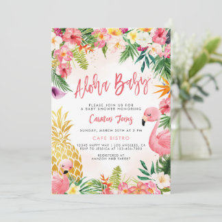 Invitation pour Baby Shower Aloha, Luau Tropical,