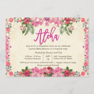 Invitation pour Baby Shower Aloha Luau Tropical