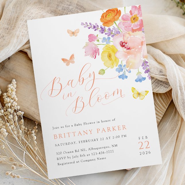 Invitation pour Baby Shower au Jardin Floral Paste (Créateur téléchargé)