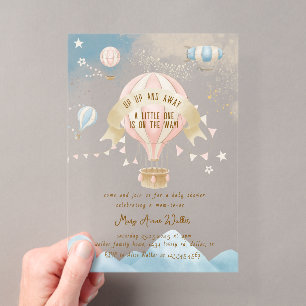 Invitation pour Baby Shower au thème Montgolfière