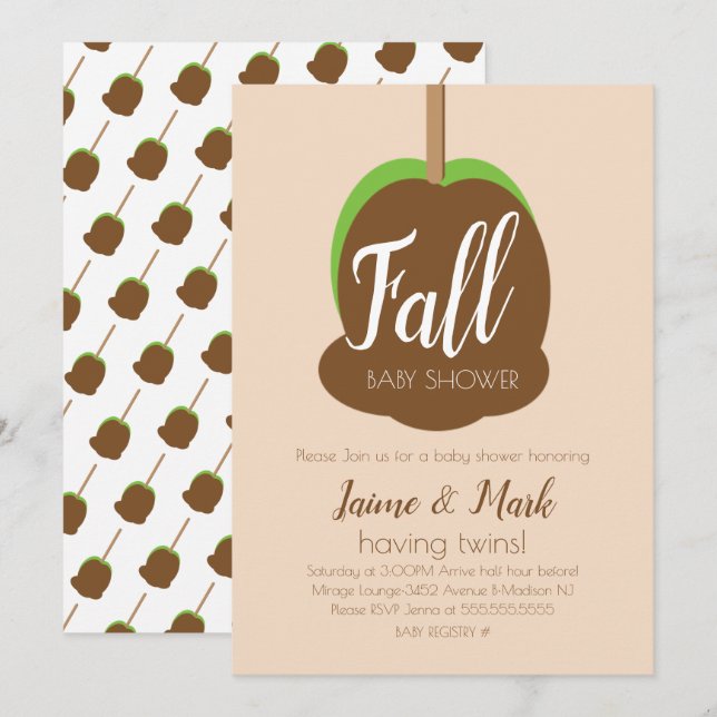 Invitation pour Baby Shower automnal Candy Apple C (Devant / Derrière)