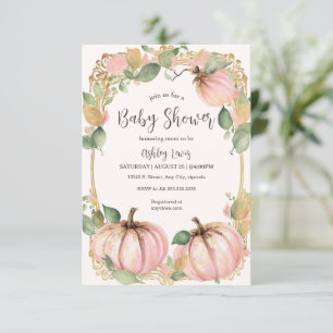 Invitation pour Baby shower automne citrouille ros