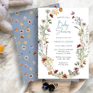 Invitation pour Baby Shower aux fleurs sauvages Bo