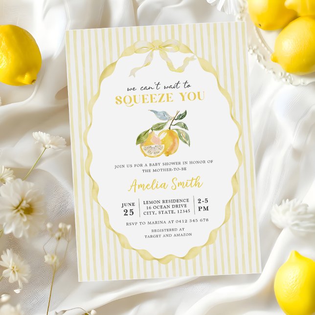 Invitation pour Baby Shower aux rayures de citron (Créateur téléchargé)