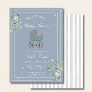 Invitation pour Baby Shower avec Berceau Bébé Rayu