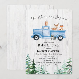 Invitation pour Baby Shower avec Camion et Animaux