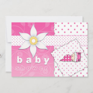 Invitation pour Baby Shower avec des pois roses et