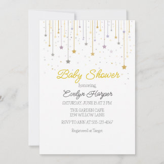 Invitation pour Baby Shower avec étoiles scintilla