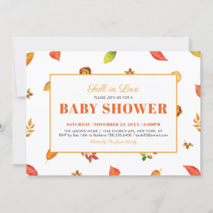 Invitation pour Baby Shower avec feuilles d'automn