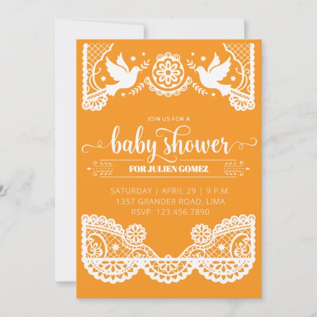 Invitation pour Baby Shower avec Papel Picado Mexi (Devant)