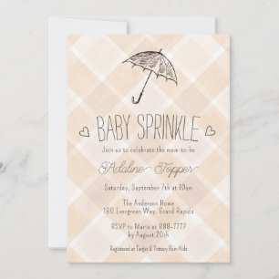 Invitation pour Baby Shower avec Parapluie à Carre