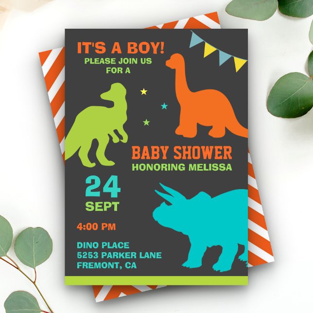 Invitation pour baby shower avec silhouette de din (Créateur téléchargé)