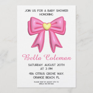 Invitation pour baby shower avec un adorable noeud