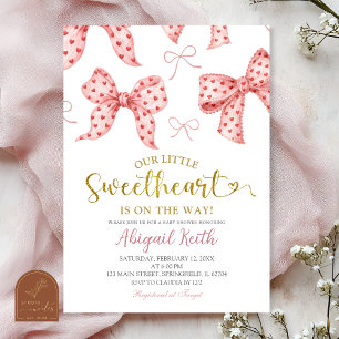 Invitation pour Baby Shower avec un Nœud en Gingha