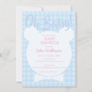 Invitation pour Baby Shower avec un ours bleu clai