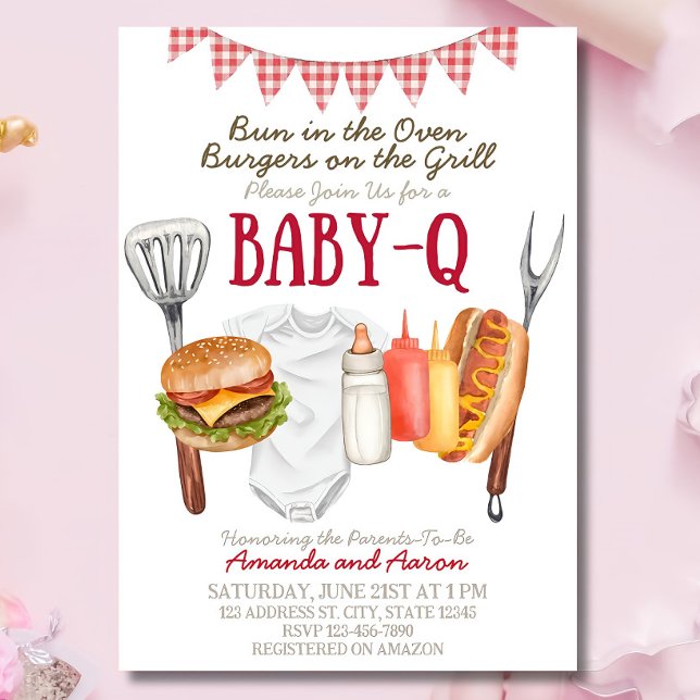 Invitation pour Baby Shower Baby-Q, BBQ Bébé (Créateur téléchargé)
