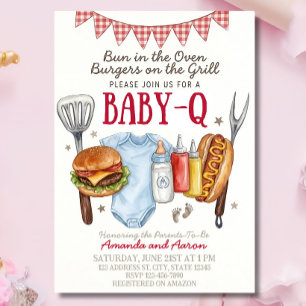 Invitation pour Baby Shower Baby-Q, BBQ Bébé