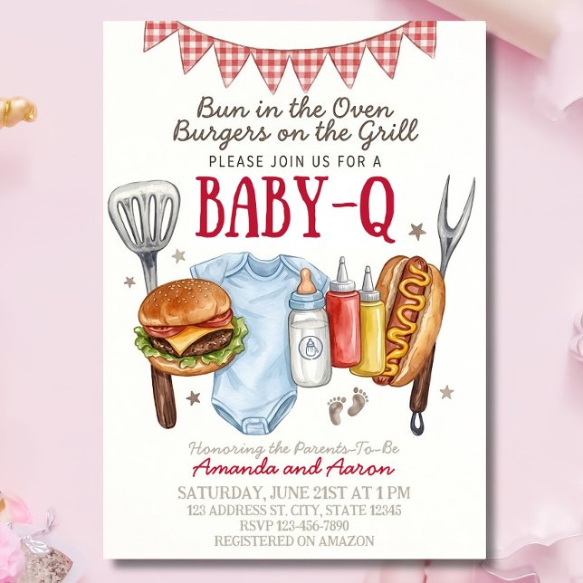 Invitation pour Baby Shower Baby-Q, BBQ Bébé (Créateur téléchargé)