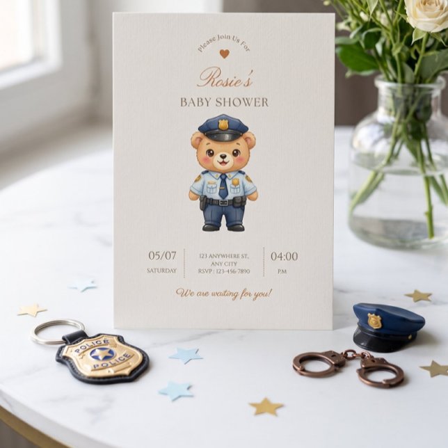Invitation pour Baby Shower Badge de Police — Forc (Créateur téléchargé)