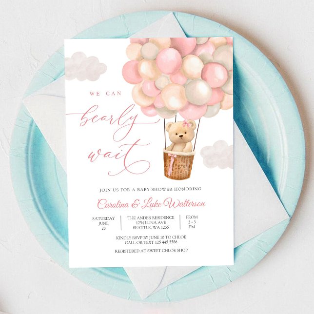 Invitation pour Baby Shower Ballon Ours (Créateur téléchargé)