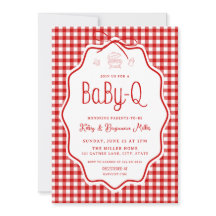 Invitation pour Baby Shower Barbecue Bébé-Q à carr