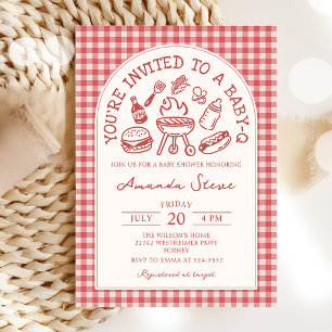 Invitation pour Baby Shower barbecue de jardin Red