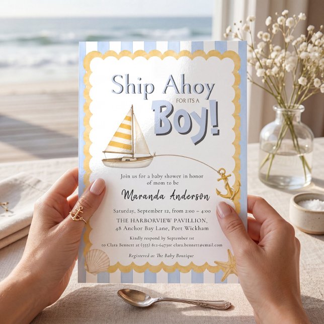 Invitation pour Baby Shower "Bateau à Voile" pour  (Créateur téléchargé)