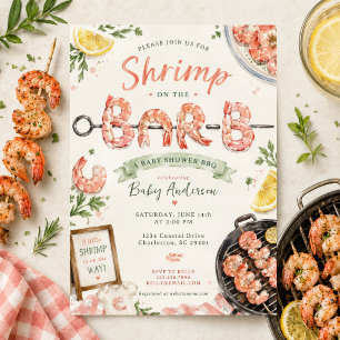 Invitation pour Baby Shower BBQ Crevettes sur le B