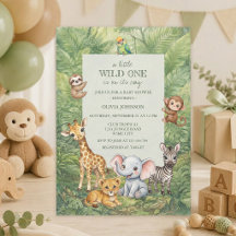 Invitation pour Baby Shower : Bébé de la Jungle Tr