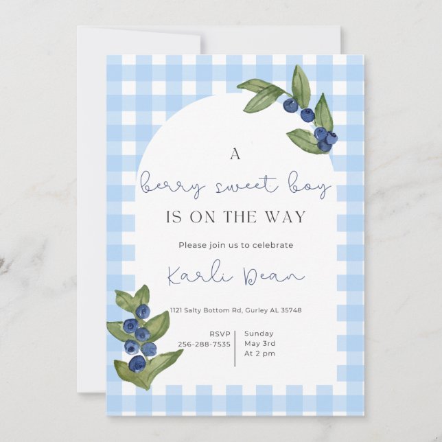 Invitation pour Baby Shower Berry Sweet (Devant)