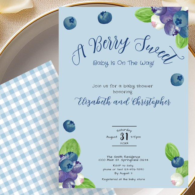 Invitation pour Baby Shower Blue Berry Sweet Boy (Créateur téléchargé)
