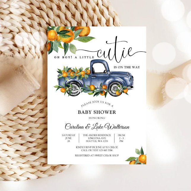 Invitation pour Baby Shower Blue Truck Cutie (Créateur téléchargé)