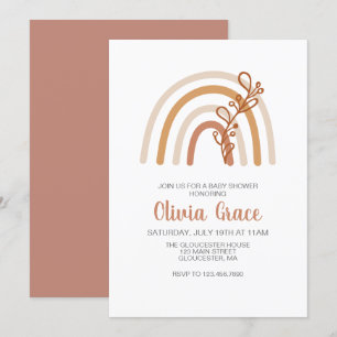 Invitation pour Baby Shower Bohème Arc-en-Ciel