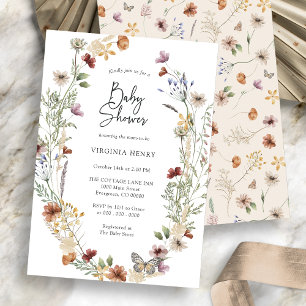 Invitation pour Baby Shower Bohème aux Fleurs Sauv