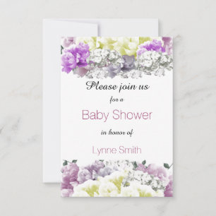 Invitation pour Baby Shower Bouquet Floral Varié