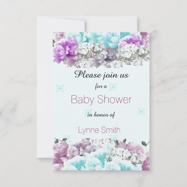 Invitation pour Baby Shower Bouquet Mixte (Devant)