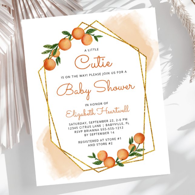 Invitation pour Baby Shower Budget Orange Little C (Créateur téléchargé)