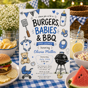 Invitation pour Baby Shower Burgers, bébés & BBQ