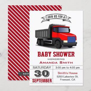 Invitation pour Baby Shower Camion Rouge