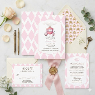 Invitation pour Baby Shower Carrosse de Princesse 