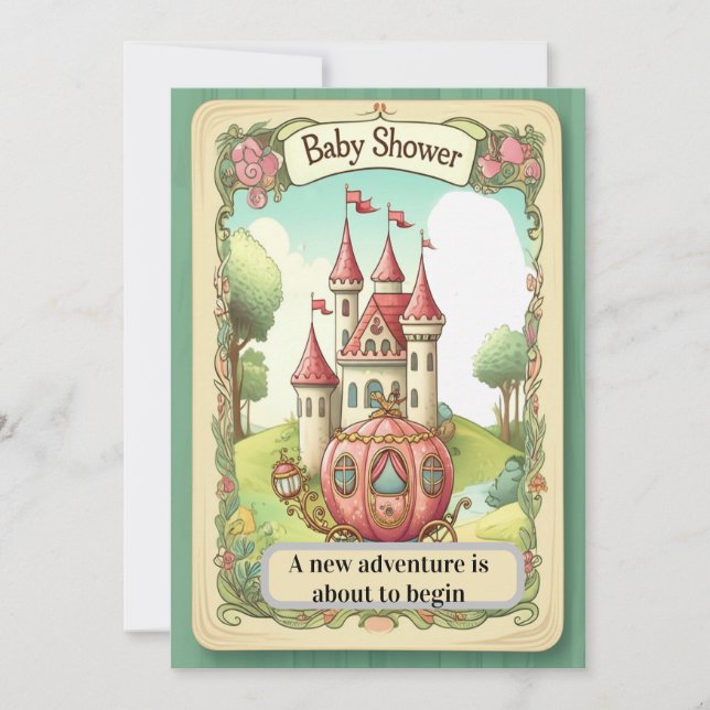 Invitation pour Baby Shower Château de Conte de Fé (Devant)