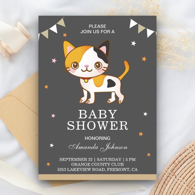 Invitation pour Baby Shower 'Chaton Mignon' (Créateur téléchargé)