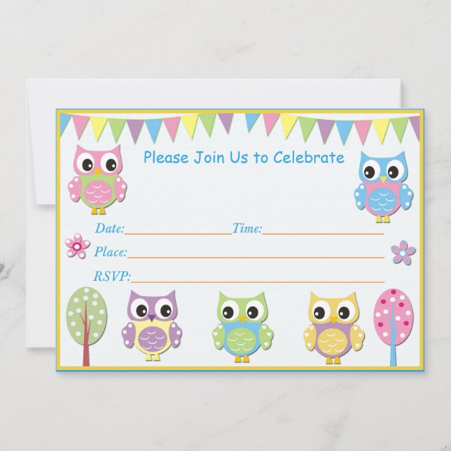 Invitation pour Baby Shower Chouette Mignonne Rose (Devant)