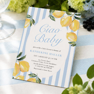 Invitation pour Baby Shower Ciao Baby Lemon Blue