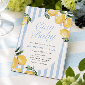 Invitation pour Baby Shower Ciao Baby Lemon Blue