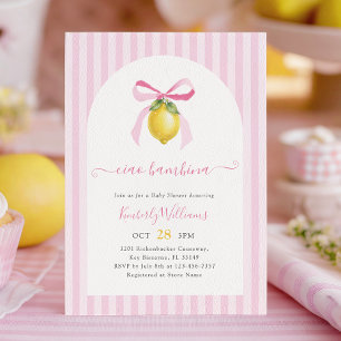 Invitation pour Baby Shower Ciao Bambina Pink Lemo